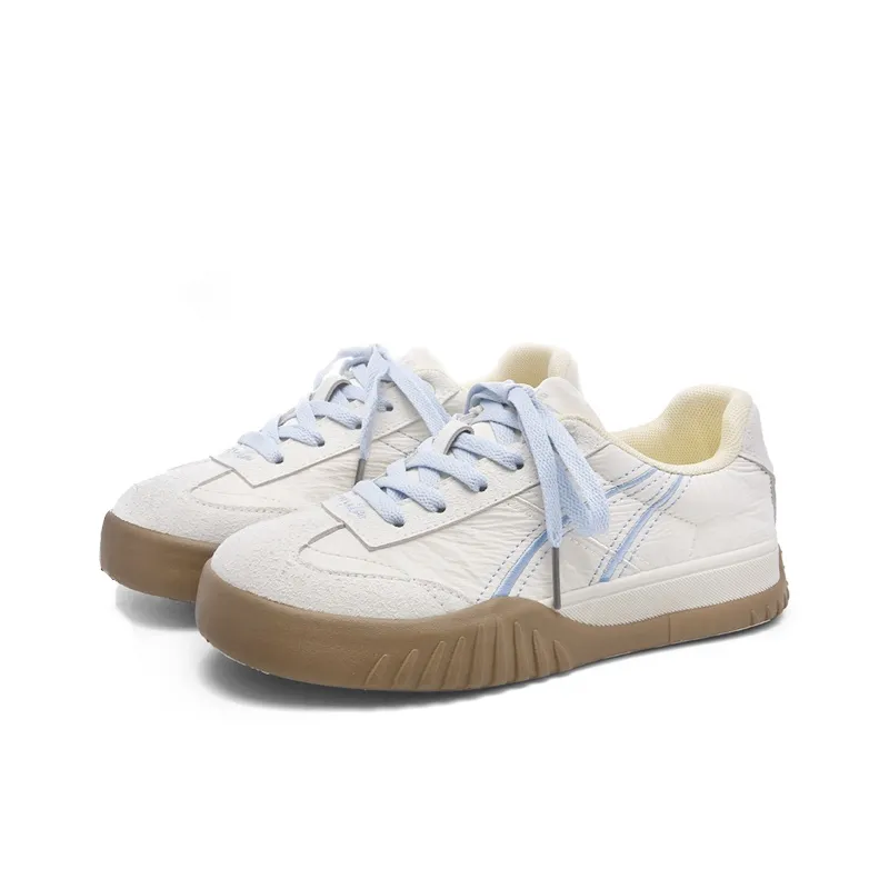 Ordifen Low Top Skateboard Shoes Women's Light Beige Blue-1