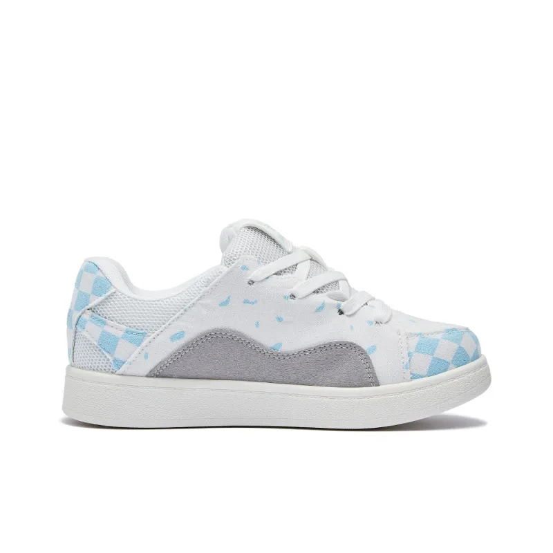 MEXICAN Low Top Skateboard Shoes Women's White Blue-1
