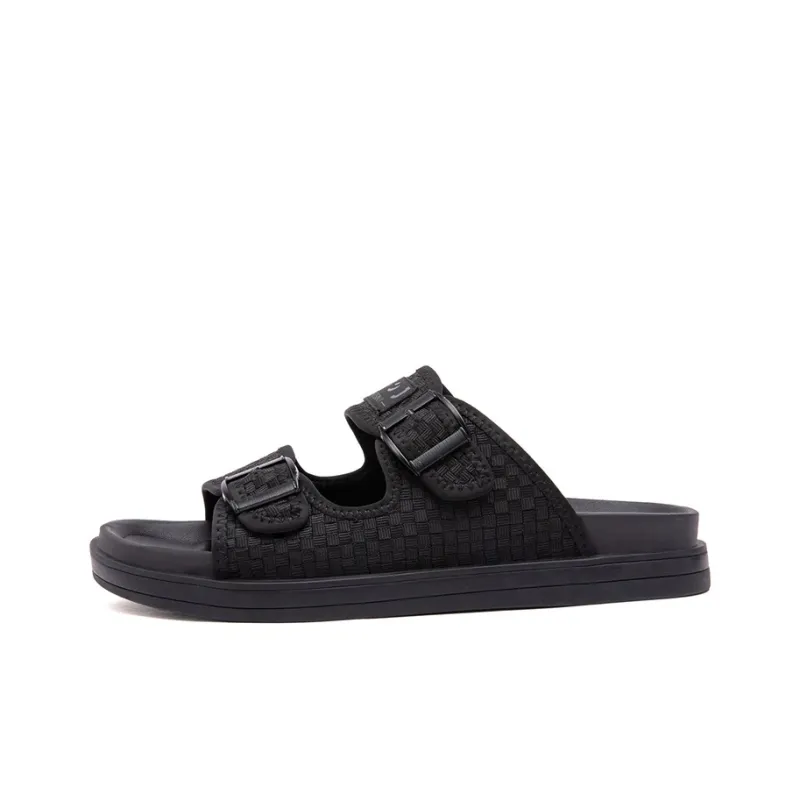 JOSINY Rubber Sole Abrasion Resistant Slide Slippers Men's Black-0