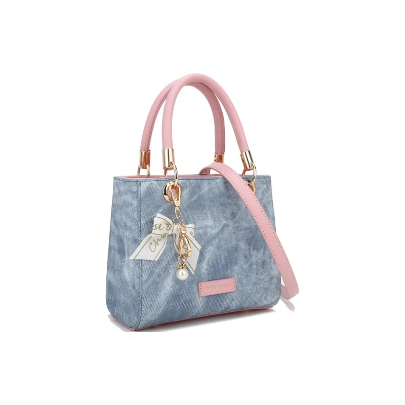 BUHOWE PU Handbag Women's Blue & Pink-1
