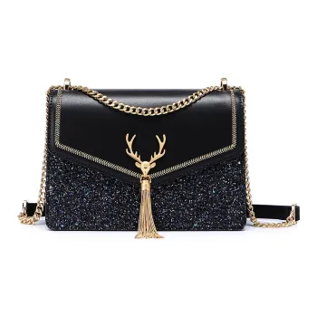 JUST STAR Synthetic Leather Portable Crossbody Underarm Shoulder Bag Regular Women's Black/White/Pink