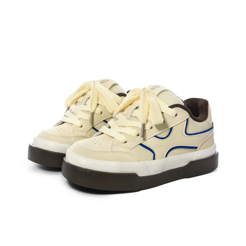 The New Age Family Low Top Skateboard Shoes Women's Yellow Brown-1