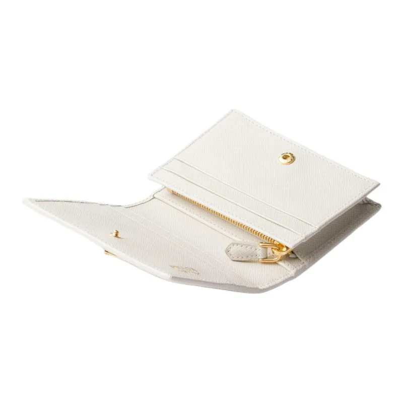 PRADA Saffiano Calfskin Wallet Women's White-3