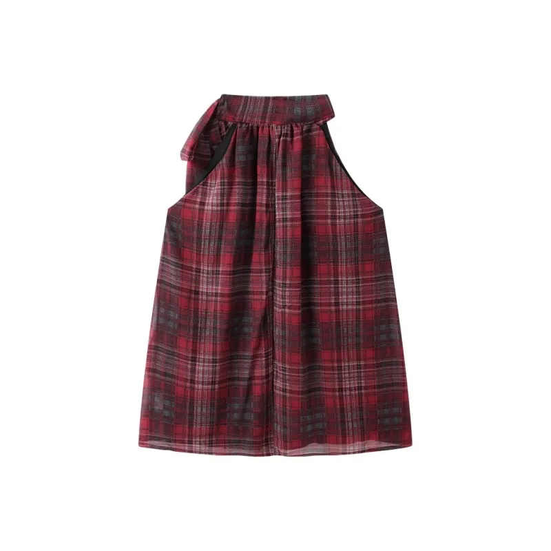 SONDR Tank Tops Women's Red Plaid-1