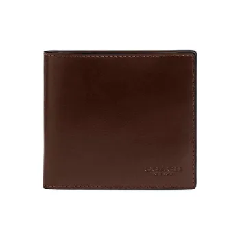 COACH Buffalo Leather Wallet Mini Unisex Dark Brown