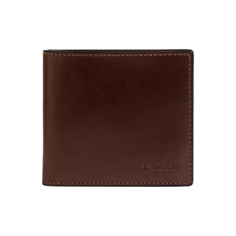 COACH Buffalo Leather Wallet Mini Unisex Dark Brown-0