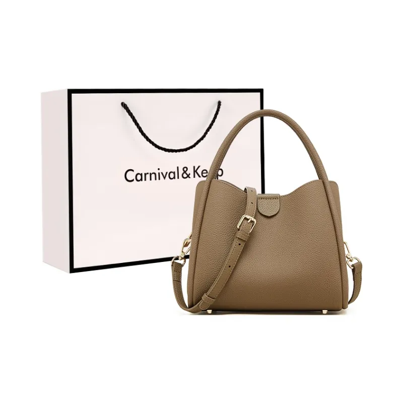 Carnival Keep Cow Leather Handbag Women's Black/Gray/Gold Brown-5
