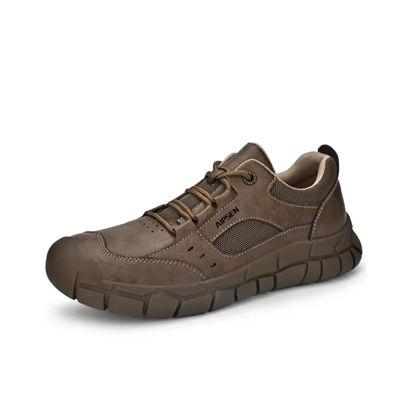 AIPSEN Abrasion Resistant Slip Resistant Low Top Casual Shoes Men's Khaki-1