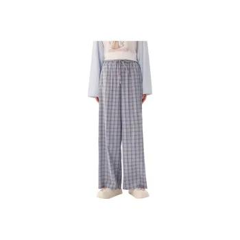 ZIHAN Casual Pants Women's Blue Coffee Plaid