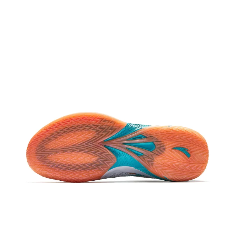 ANTA Speed Decision 6 Basketball Shoes Men Low Top Pure White/Fluorescent Bright Orange/Fluorescent Neon Blue-5