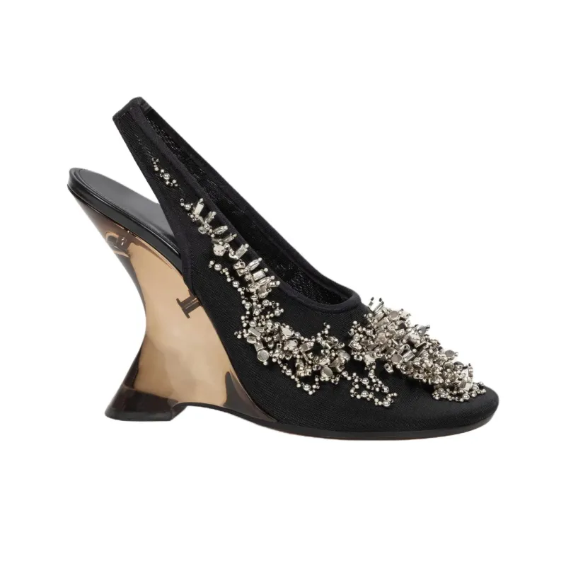 DRIES VAN NOTEN Wedge Heel High Heels 10.5cm Women's Black-1