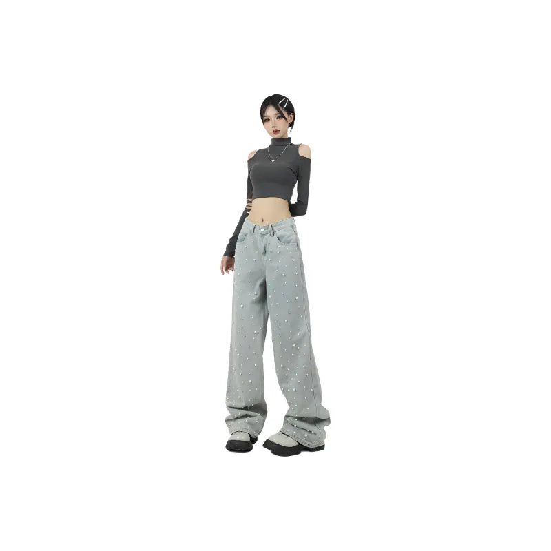 XIANSINIAO Jeans Women's Light Blue-0