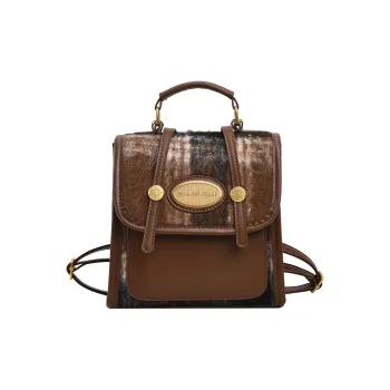 TOUTSEUL YOLO PU Backpack Women's Brown Plaid/Blue Plaid