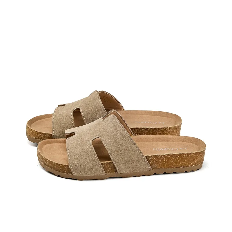 La Chapelle Abrasion Resistant One Strap Slippers Women's Khaki-2