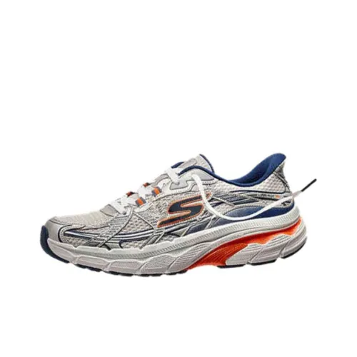 Skechers MEN'S GO Anti Slip Wear Resistant Low Top Running Shoes Men's White Blue