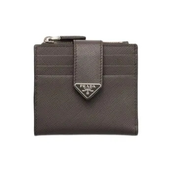 PRADA Saffiano Calfskin Card Holder Men's Smoky Brown