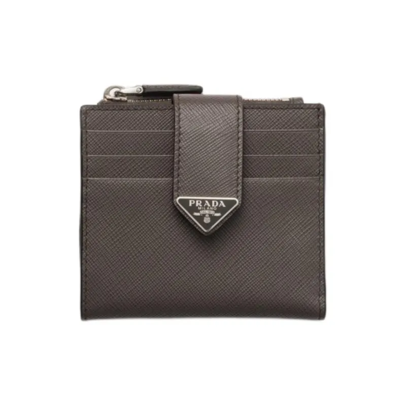 PRADA Saffiano Calfskin Card Holder Men's Smoky Brown-0