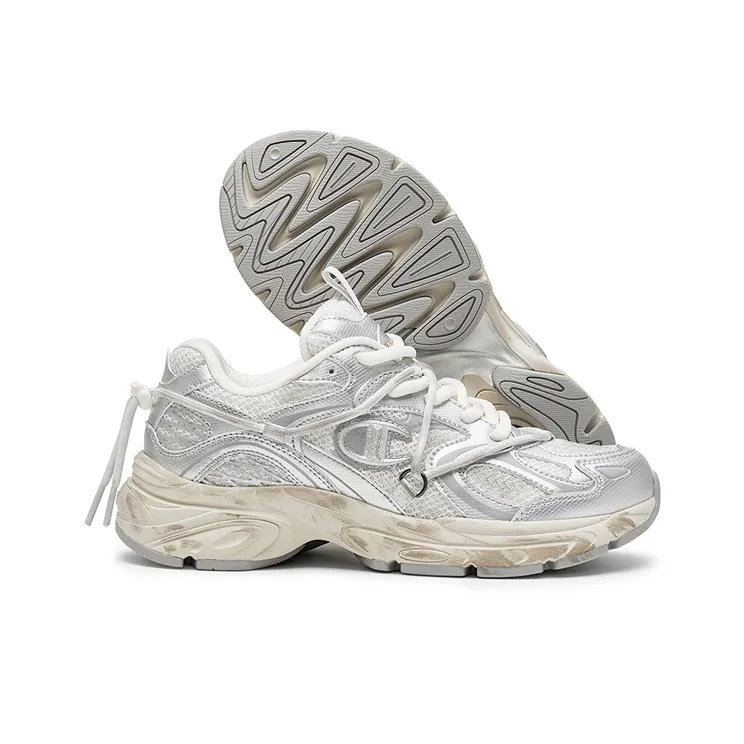 Champion Low Top Chunky Sneakers Unisex Silver/Milk White-1