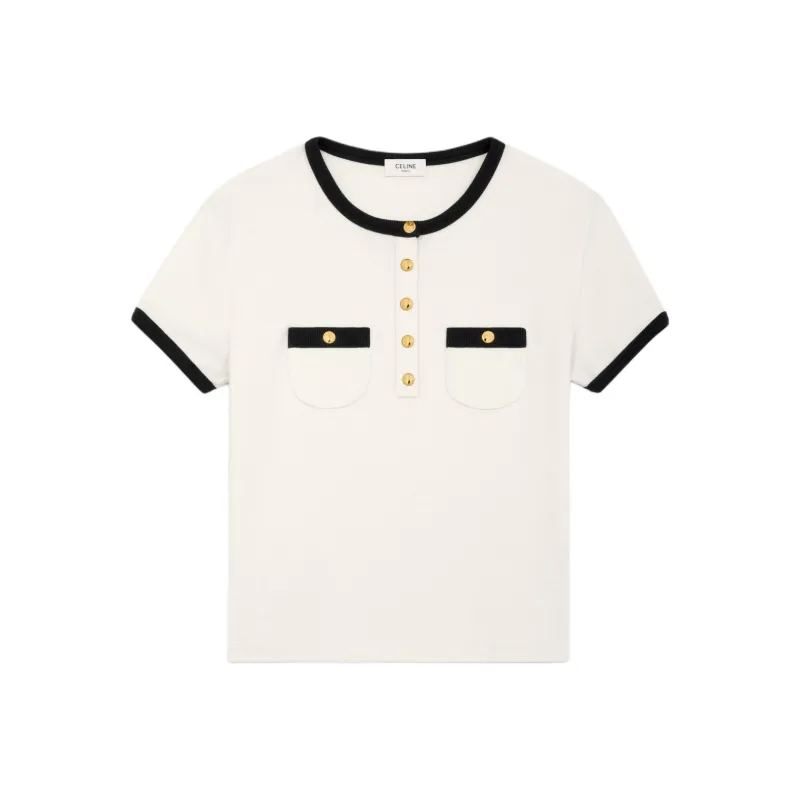 CELINE Regular T Shirt Women's Black White-0