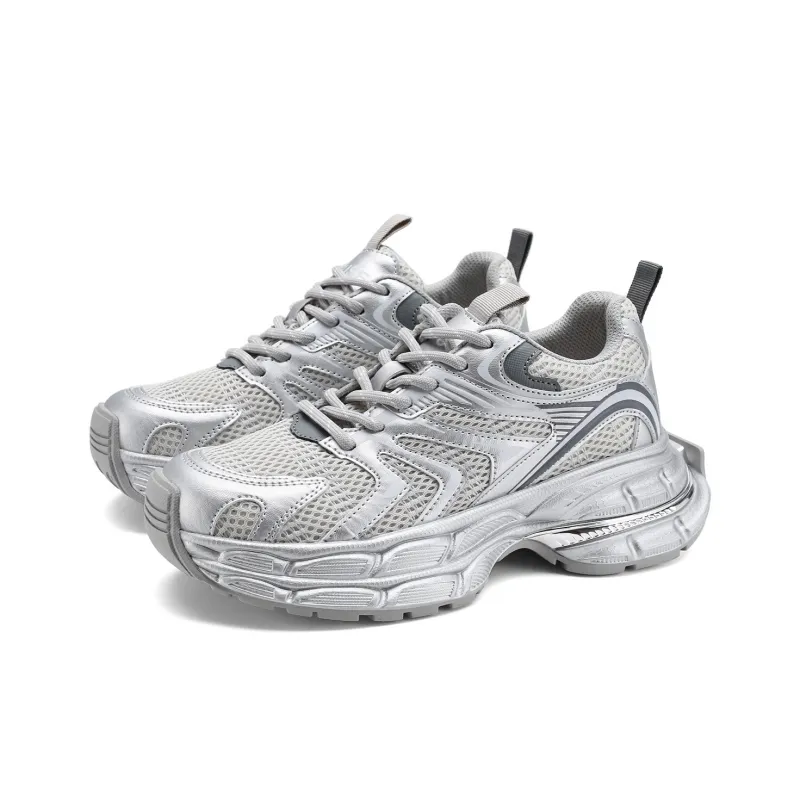 D FUSE SCANDINAVIA Low Top Chunky Sneakers Women's Silver Gray-1