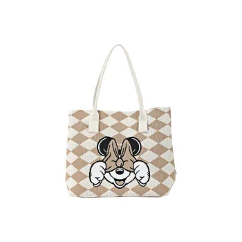 MESUCA Disney Collection Polyester Tote Bag, Shopping Bag, Shoulder Bag Women's Khaki