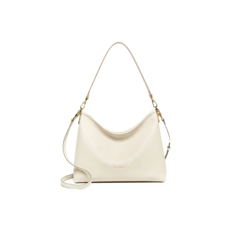PIERRE CARDIN Cow Leather Shoulder Bag, Crossbody Bag, Tote Bag Women's Black/Beige-4
