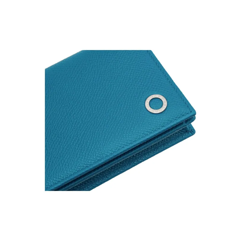 BVLGARI Calfskin Card Holder Men's Laguna Blue-3