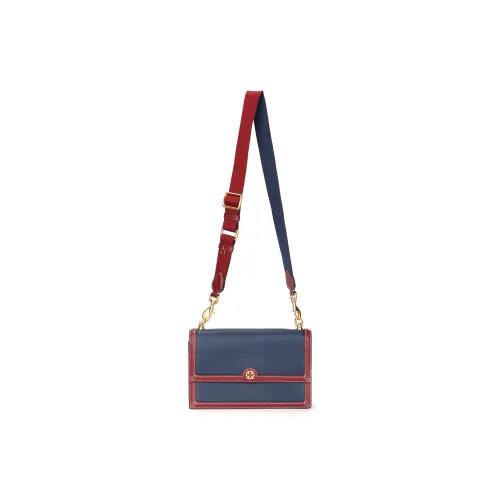 TORY BURCH T Monogram Cow Leather Box Bag Shoulder Bag Crossbody Bag Women's Blue Red Multicolor