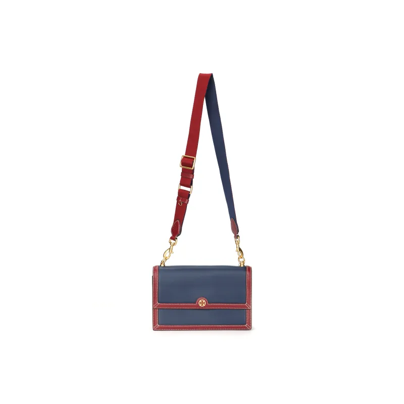 TORY BURCH T Monogram Cow Leather Box Bag Shoulder Bag Crossbody Bag Women's Blue Red Multicolor-0
