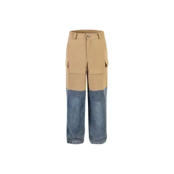 CoosRetro Casual Pants Men Khaki & Washed Blue