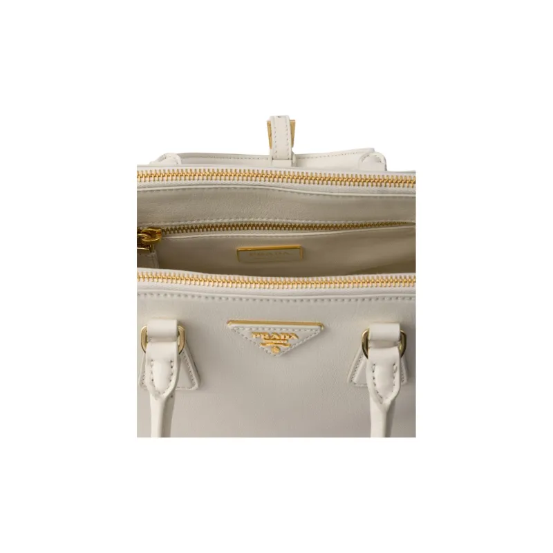 PRADA Galleria Killer Bag Leather Shoulder Bag, Crossbody Bag, Handbag Trumpets Women's White-4