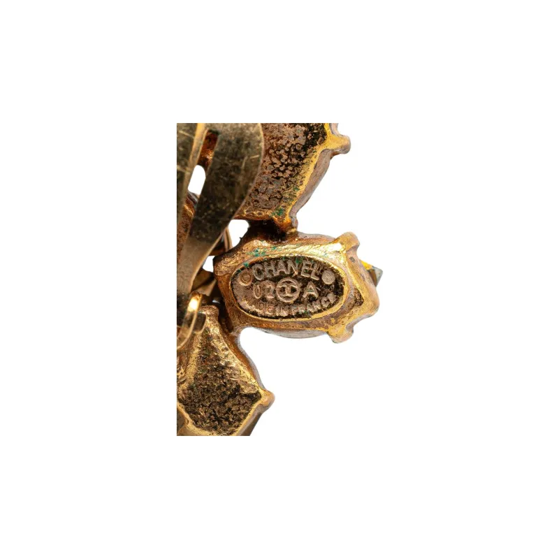 CHANEL Gold Plated Earrings Unisex Gold-2