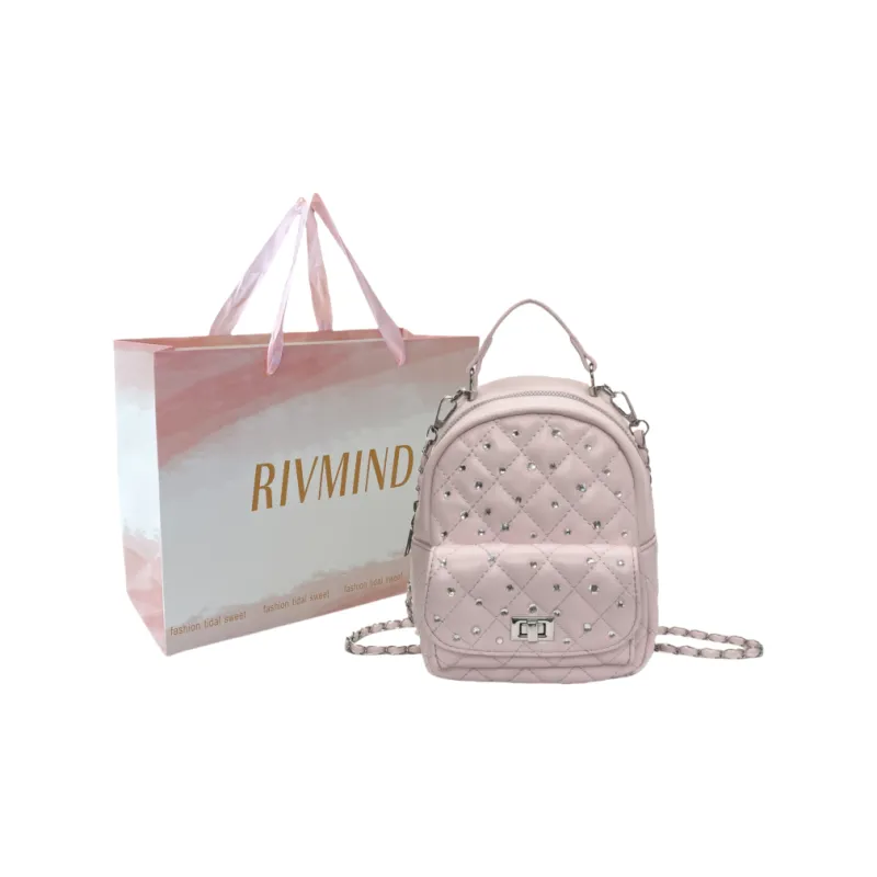 RIVMIND PU Backpack Regular Women's White/Black/Yellow/Pink-16