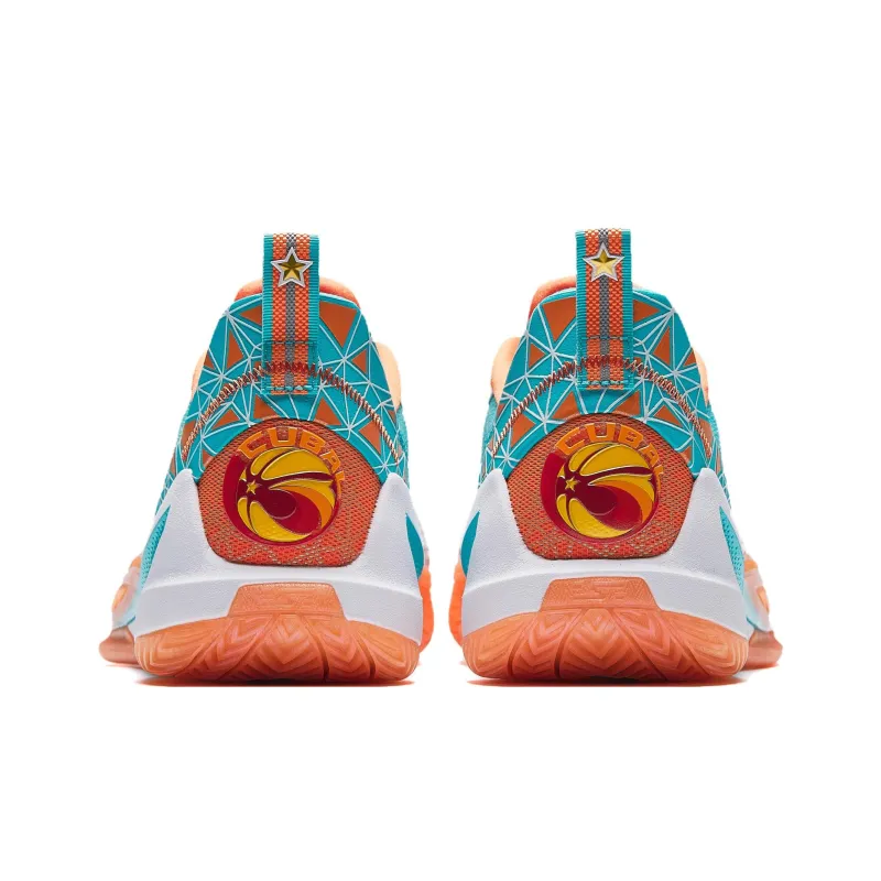 ANTA Speed Decision 6 Basketball Shoes Men Low Top Pure White/Fluorescent Bright Orange/Fluorescent Neon Blue-4