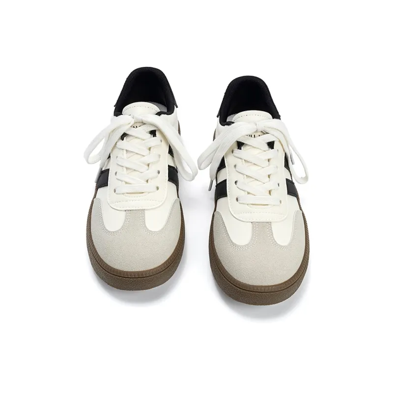 EXULL Q Low Top Skateboard Shoes Women's Beige Black-2