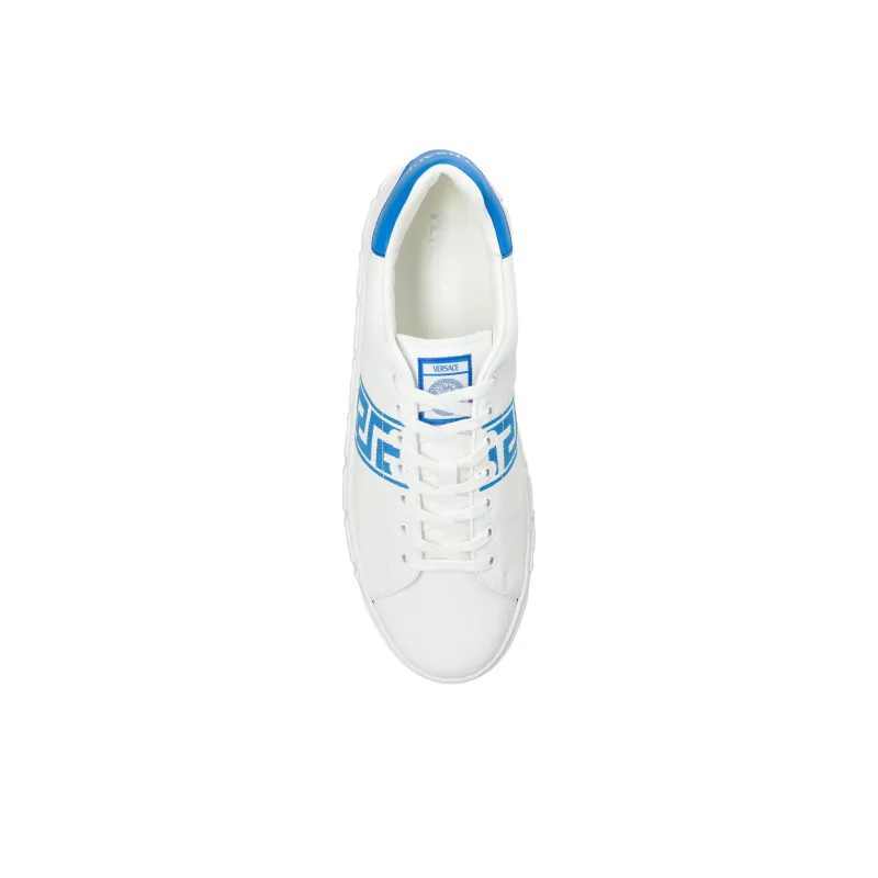 VERSACE Low Top Skateboard Shoes Men's White Blue-4