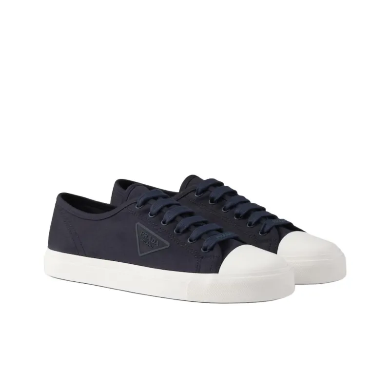 PRADA Low Top Canvas Shoes Men's Marine Blue-2