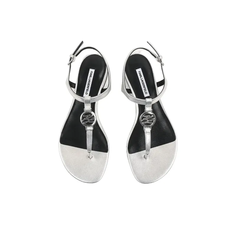 KARL LAGERFELD One Strap Sandals Women's Silver-3