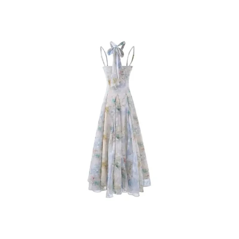 Mu Xiao Xin Slip Dresses Women's Water Wave Blue-1