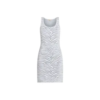 MICHAEL KORS Metallic Zebra Jacquard Tank Dress