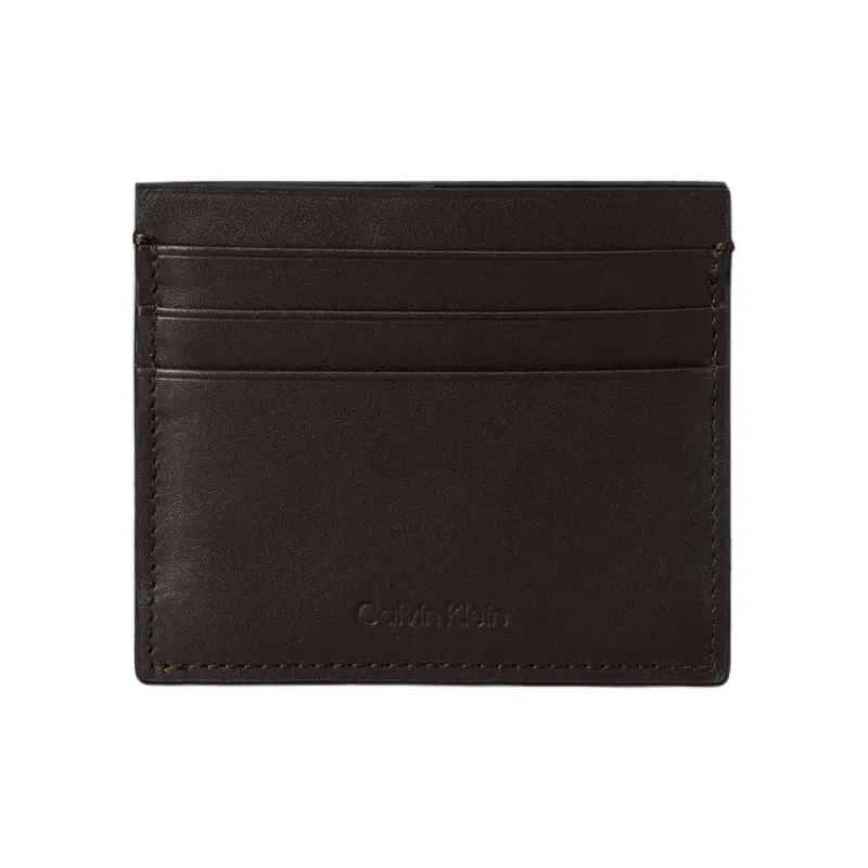 CALVIN KLEIN Leather Card Holder Men's Dark Brown-0