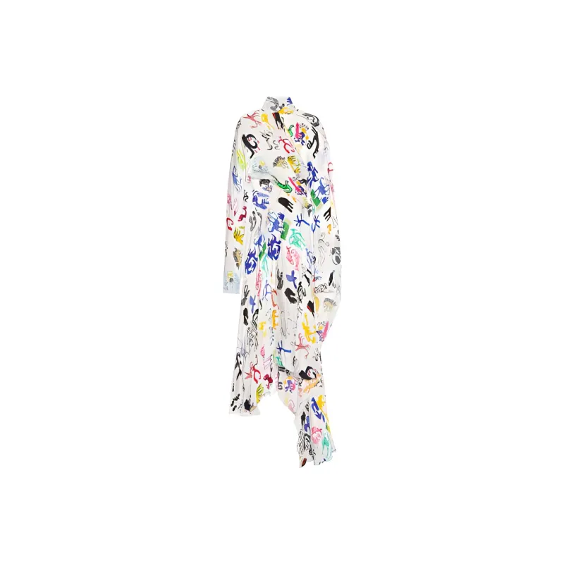 Balenciaga Long Sleeved Dress Women's White-0