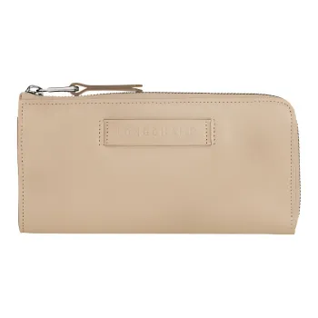 LONGCHAMP 3D Calfskin Wallet Women's Beige
