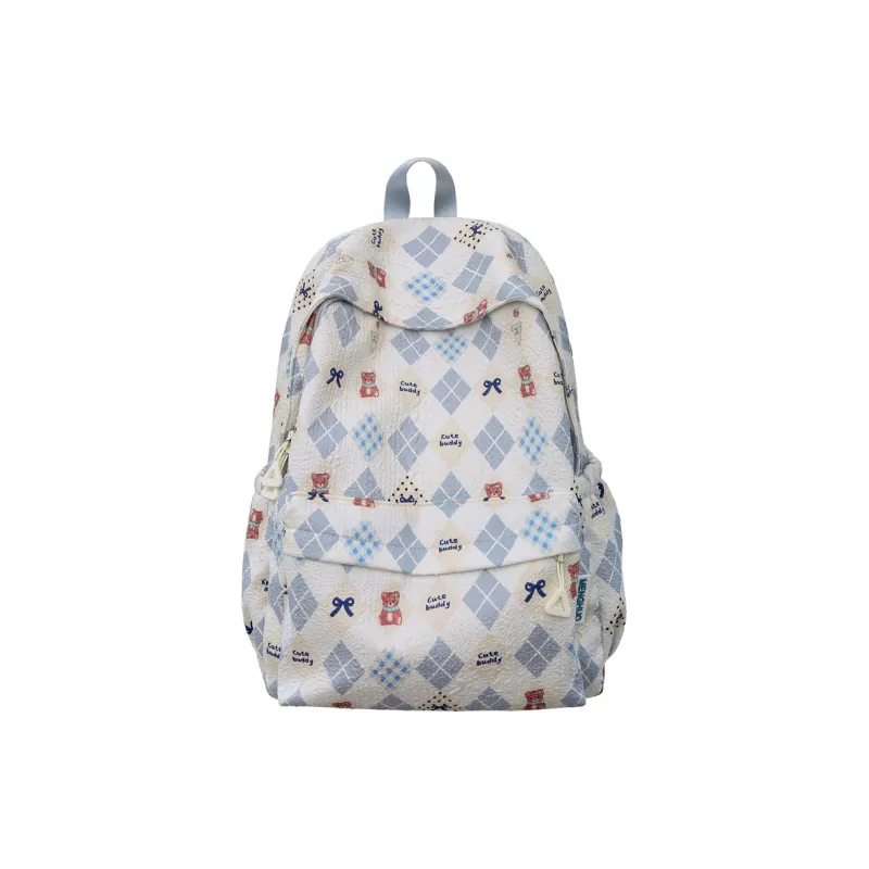 Kaka Tree Polyester Backpack Unisex White/Yellow/Blue/Pink-7