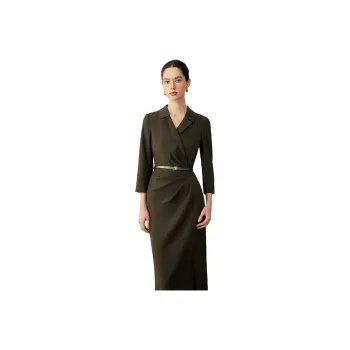 Yiner Long Sleeved Dress Women's Dark Coffee