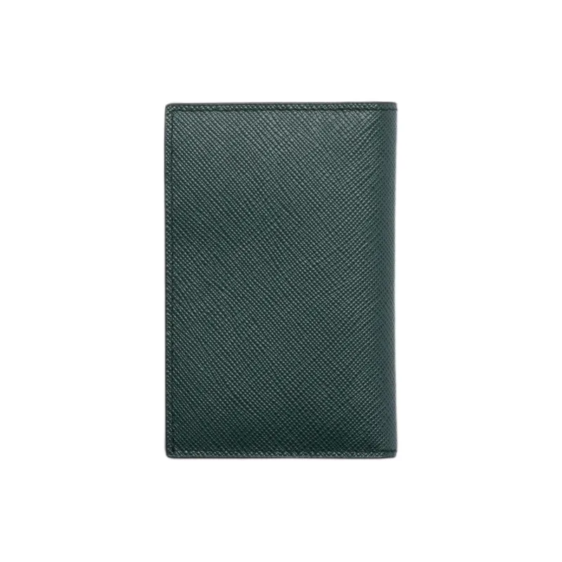 PRADA Saffiano Cow Leather Card Holder Men's Dark Green-2