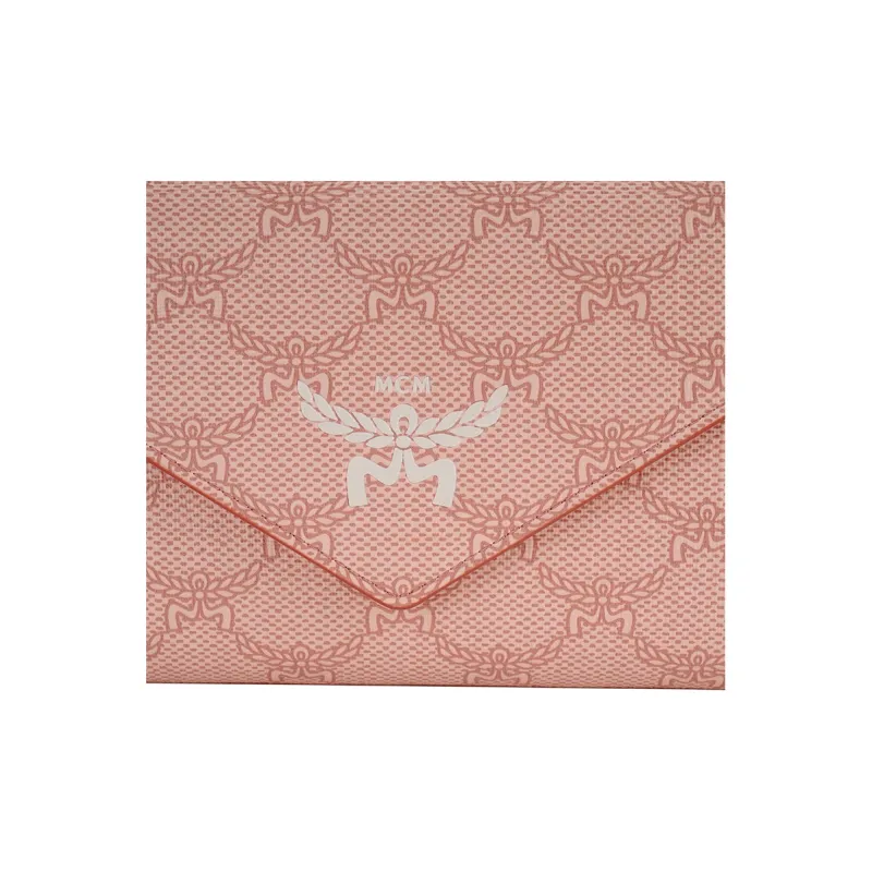 MCM Nappa Leather Shoulder Bag Crossbody Bag Wallet Large Size Women's Pink-4