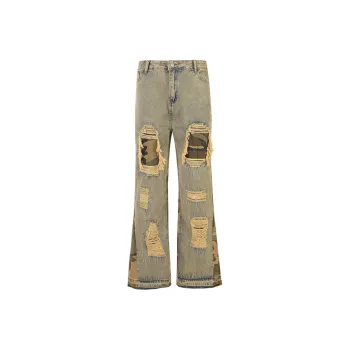 HKRXEC Jeans Men Yellow Mud