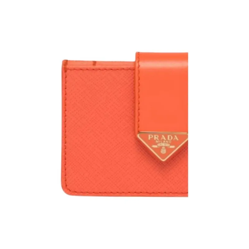 PRADA Saffiano Leather Card Holder Women's Orange-1