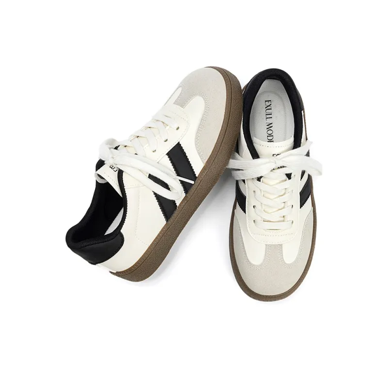 EXULL Q Low Top Skateboard Shoes Women's Beige Black-4